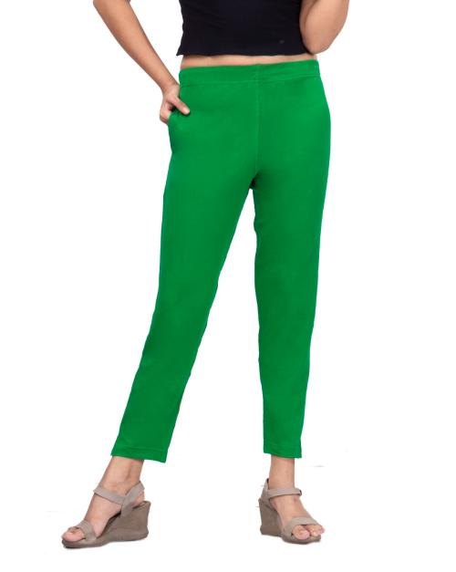 Anaro Green Women Cotton Lycra Pencil Pant (Kurti Pant/cigarette Pant) suitable for formal and casual wear