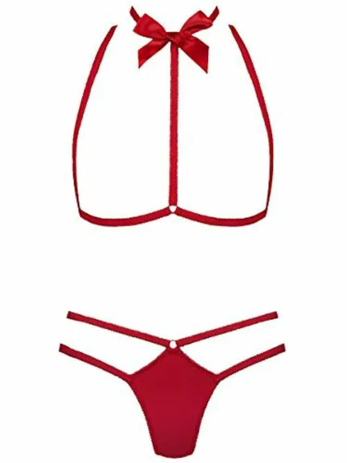 Buy Psychovest Red Stripped Bra And Panty Lingerie Set Online at Best ...