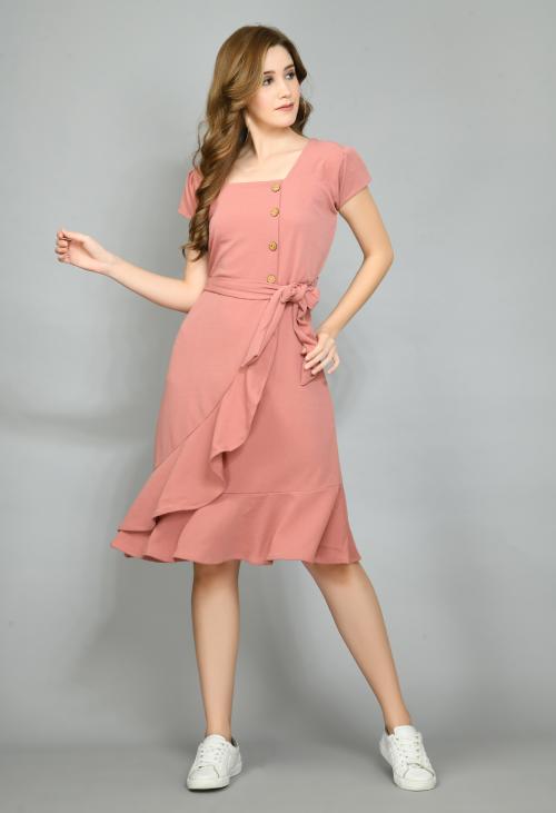 Buy Moshe Women fit and flare Peach Dress Online at Best Buy Moshe Women fit and flare Peach Dress Online at Best