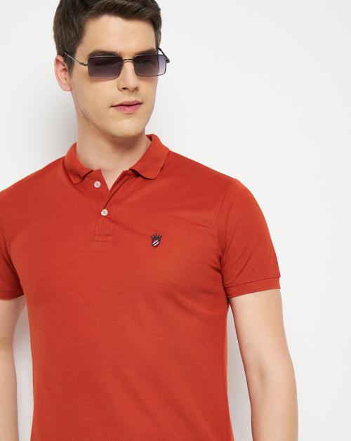 Men's Cotton Blend polo thsirt has a logo on chest and short sleeves
