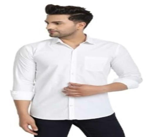 Rajeev Acharya Men Slim Fit Pure Cotton Solid Full Sleeves Casual Shirt (White) (Size M)-J