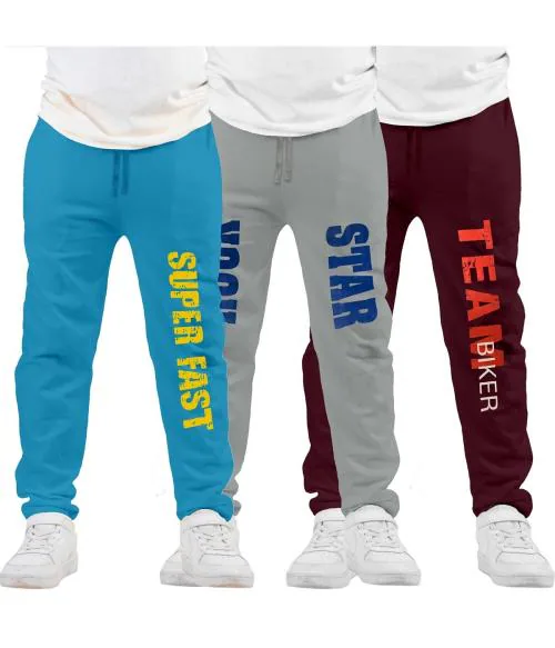 KYDA KIDS Boys 100% Cotton Printed Pack of 3 Track Pants