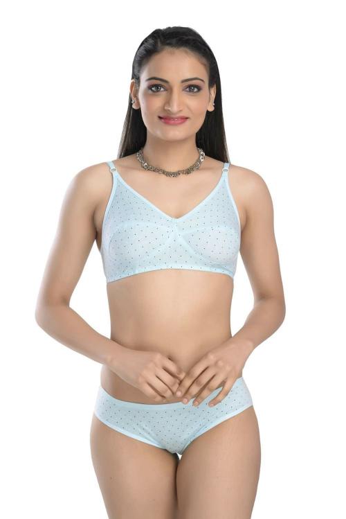 RTX Women Blue Cotton Bra With Panty