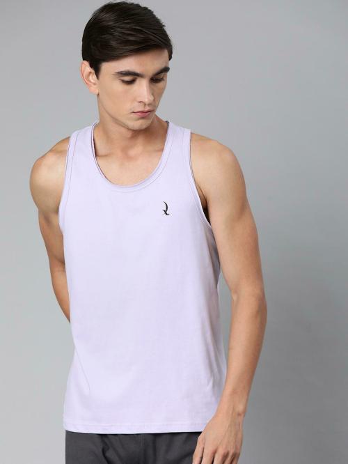 Quarantine Men's Purple Solid Sleeveless Cotton Tank Top