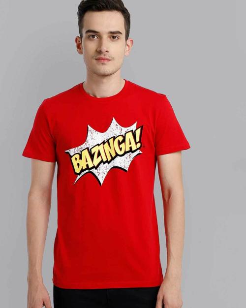 Free Authority Men The Big Bang Theory Colourblocked Red Tshirt
