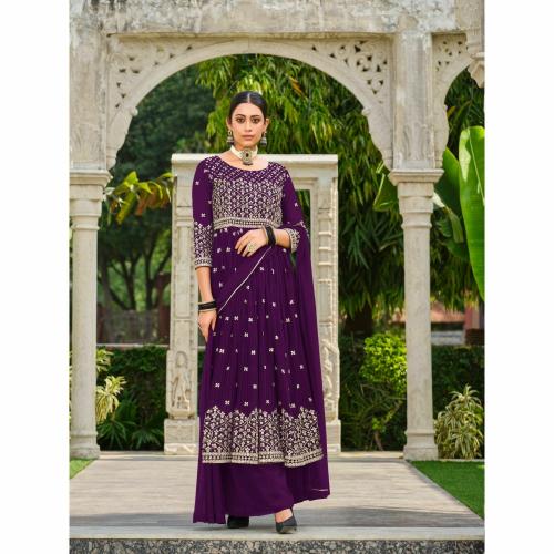 KREATAGHNA COLLECTION Women's Georgette Salwar Suit Dress Material (Purple)