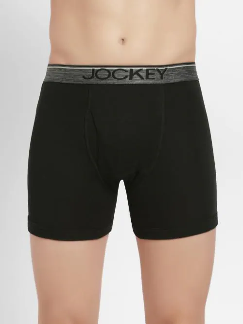 Jockey 8009 Men's Black Solid Cotton Boxer Briefs
