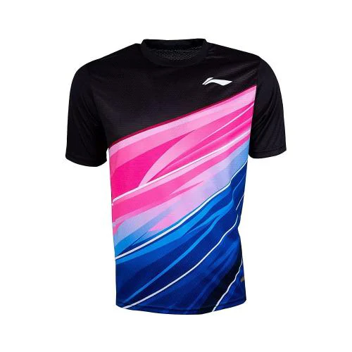 Li-Ning Unisex Black Solid Polyester Badminton T-Shirt S