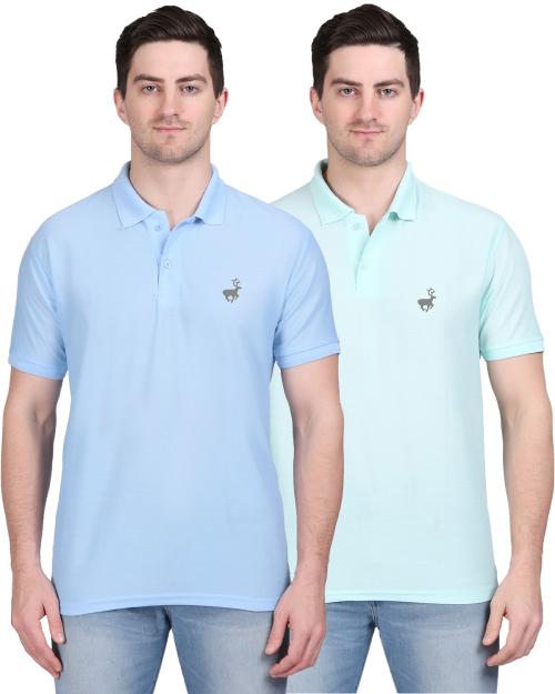 Ansh Fashion Wear Polo T-Shirts Pack of 2 for Men's and Boy's-Light Blue-Sea Green T-Shirt for Men | Mens T-Shirt | Trendy T-Shirts for Men