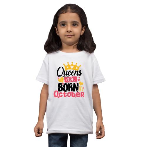 LIMIT Fashion Store - Queens Are Born In Months Kids T-SHIRT (October) (5-6 Years) (Girls)