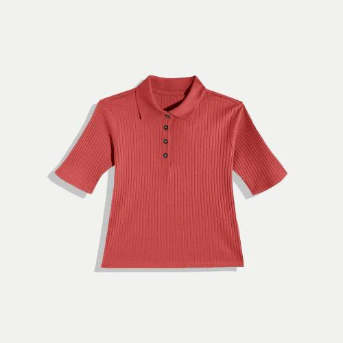 Rad Prix Women Red Cropped Polo T shirts