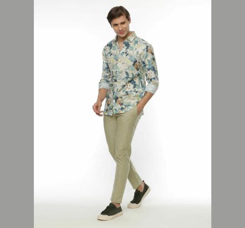 FLY69 Men's Off White Rayon Digital Print Shirts. |Slim Fit |Rayon Shirt