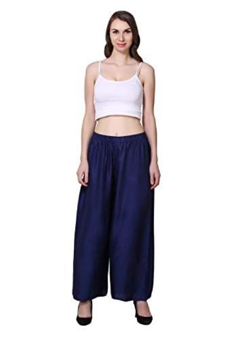 PARUL TEXTILE INDUSTRY Straight Wide Leg Comfortable Palazzo Trouser Pants for Women Parallel Summer Ethnic Wear Pure Cotton Cambric Full Elastic Waistband