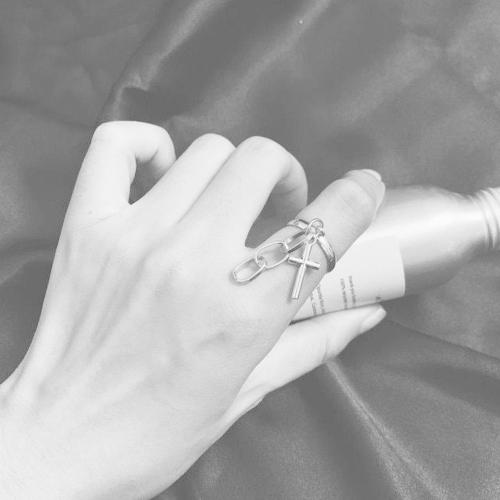 Buy ARZONAI Silver Color Retro Punk Hip Hop Cross Ring Handmade