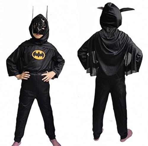 Indyragie Batman Superhero Costume Fancy Dress for Kids 3-4Y(Black)