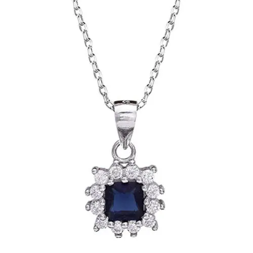Giva Sterling Silver Royal Blue Pendant With Link Chain For Women