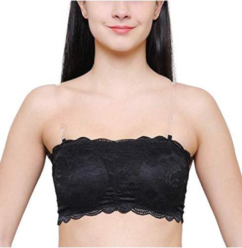 Buy MIXCART Women's Lace Net Tube Strapless Padded Bra with Removable