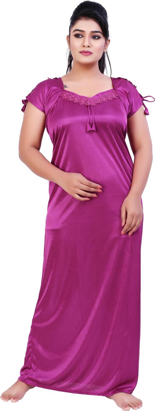 Buy Loody'S Women Pink Solid Satin Nighty (Free Size) Satin Nighties