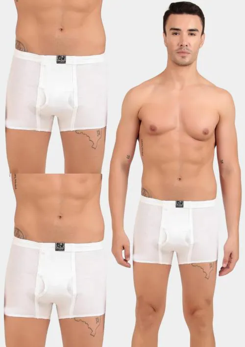 Inner Element Classic Men White Pure Cotton Boxer Brief / Drawer / Trunk Pack Of 3 White