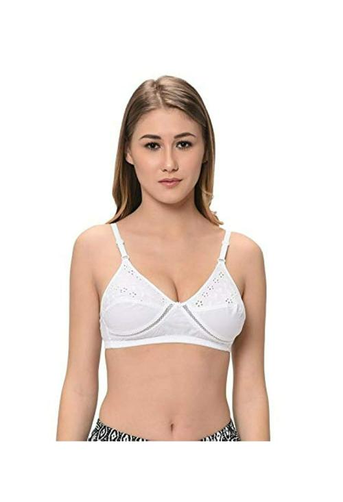 FEMULA White Cotton Regular Bra - 28D