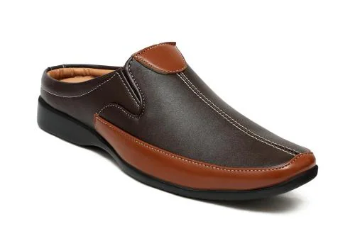 Heels County Men’ s Black Synthetic Leather Back Open Shoes - 6 UK