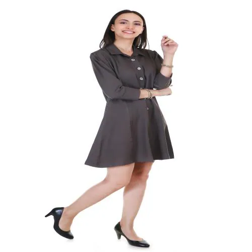 BE DRESSED double Georgette perfect knee length solid black short dress for women | girls casual dress