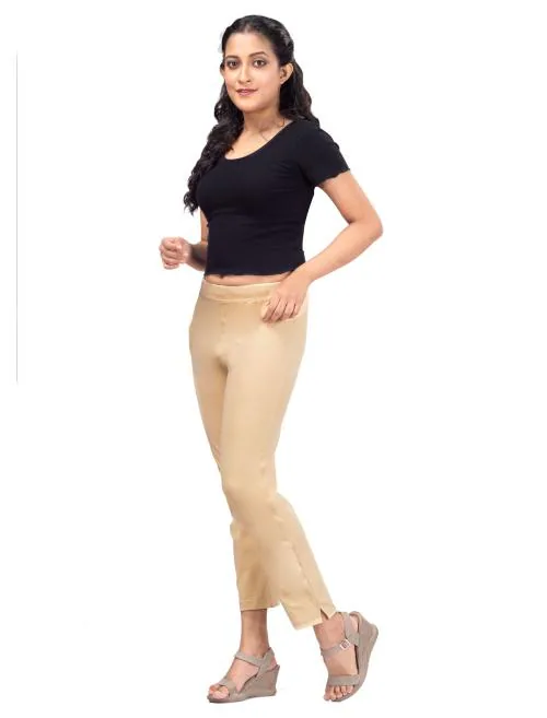 Buy Imago Skin Beige Women Cotton Lycra Pencil Pant Kurti Pant