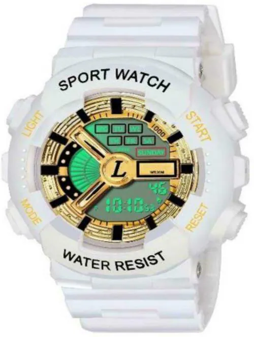 Mastrena Digital Grey Dial White Strap Watch For Boys & Girls