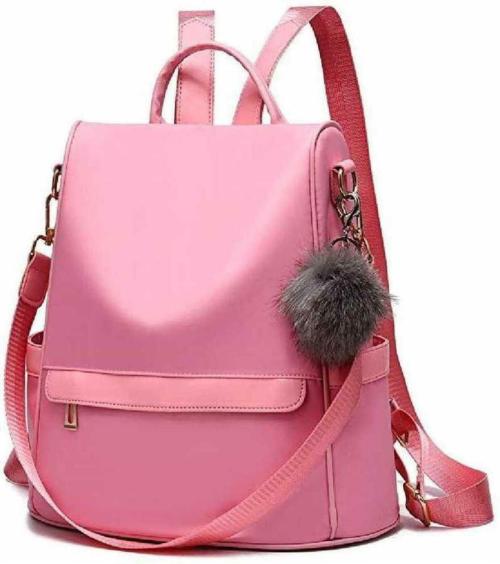 Bellina Pink Polyester, Fabric For Women Backpack