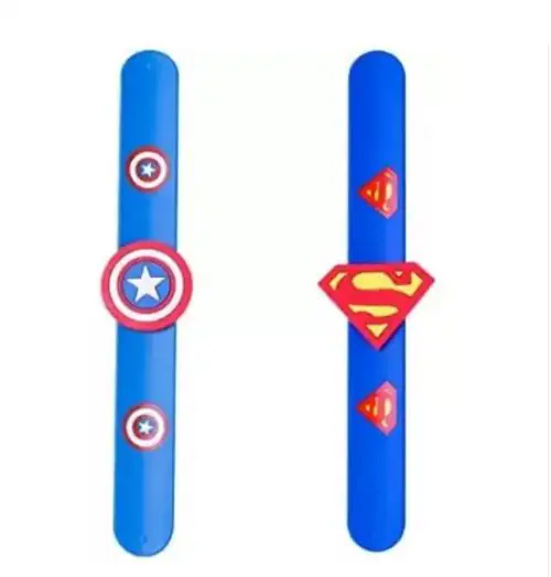 JELLIFY Captain vs Superman Slap Bands For Kids Silicone Wristbands For Boys & Girls (Blue)