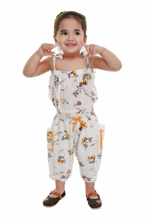 NEW GEN GIRLS YELLOW 100% COTTON PACK OF 1 JUMPSUIT