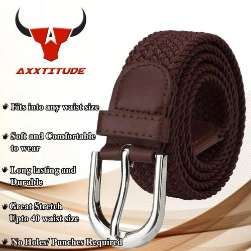 AXXTITUDE Men & Women Casual Canvas Belt (Brown)