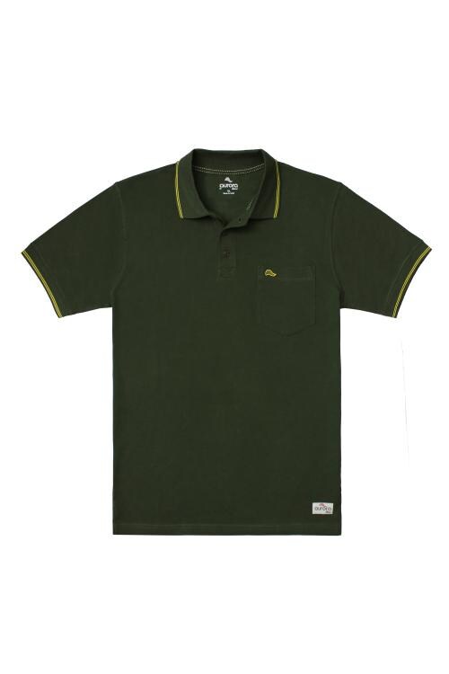Aurora Shine Men's Dark Green Polo T-Shirt With Pocket Style T-Shirt