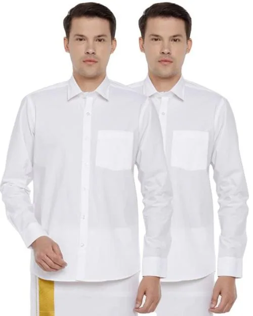 UATHAYAM Men's Slim Fit Shirt (DOUBLEDELIGHTFULL36_White_36)