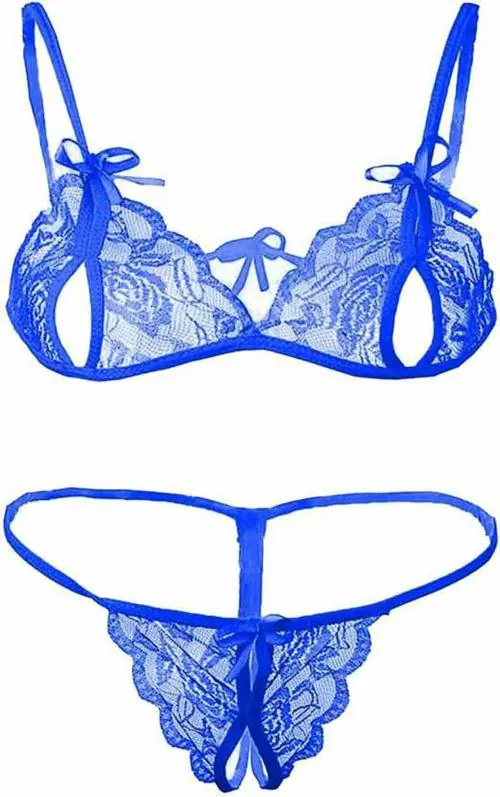 ZXS STYLE Women Blue Lingerie Set