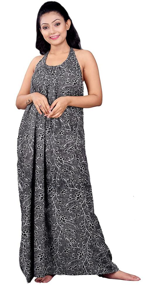 CLYMAA Women Black Cotton Nighty (XXL)