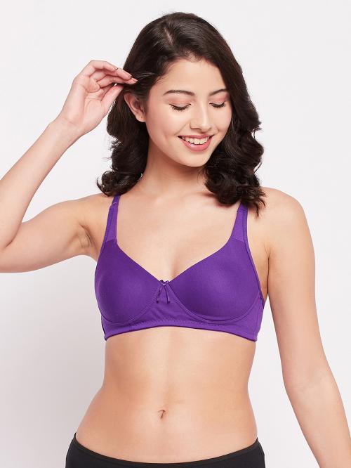 Clovia Purple Solid Cotton Single Full Coverage Bra