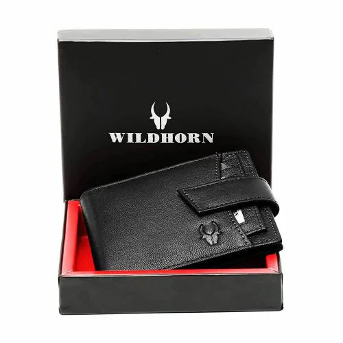 WILDHORN Black Leather Wallet for Men