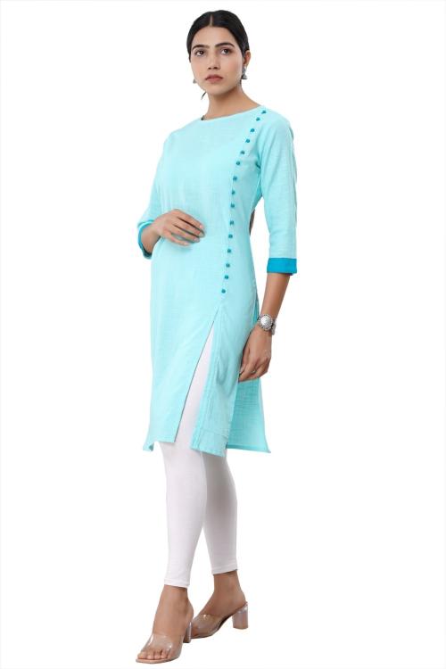 VIHAAN IMPEX Women Solid Cotton Straight Kurta  