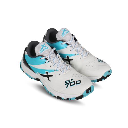 Vector X CKT-700 Cricket Shoes for Men (White-Black-Seagreen)