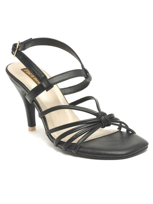 Flat n Heels Black Stiletto Sandals for Women