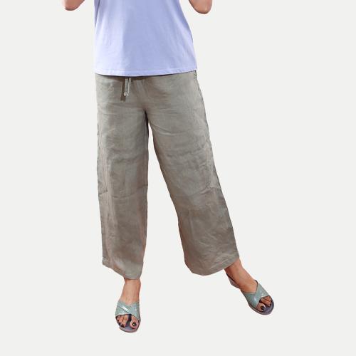 Rad Prix Women Beige Linen Palazzo Pants