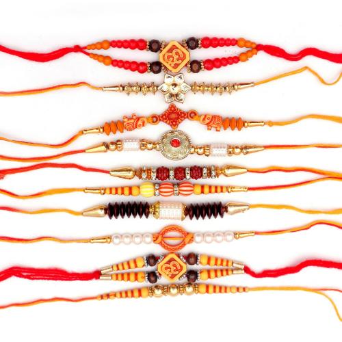 Navjai Multicolor Combo Of 10 Rakhi for Men Beads Pearl Dora Rakhi for Bhaiya/Bhai