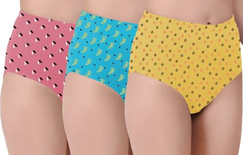 THE BLAZZE Multicolor Cotton Blend pack of 3 Women Hipster Panty (M)