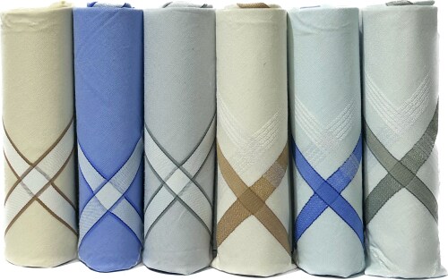 Royal Mart Large Cotton Handkerchief For Men with Hem Stitch(Multi Color) - Pack of 6