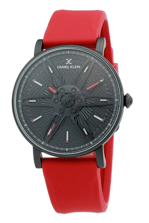 Daniel Klein Analog Black Dial Red Strap Watch For Men