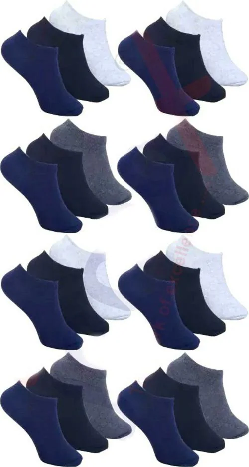 Jemox Men And Women Multicolor Solid Cotton Blend Ankle Length Socks - Free (Pack Of 12)