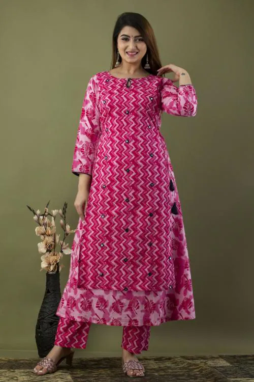 BARKHA FAB Women's Embroidery Cotton Kurta and Pant set