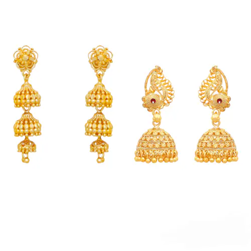 arch fashion Traditional Gold Platted 3 Step Jumkhi Earring one jumkhi Earring CMB1660,1649