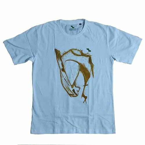 SISTYLO COM Unique Horse Hand Painted White Large (42 INCH) Size Men T-Shirt